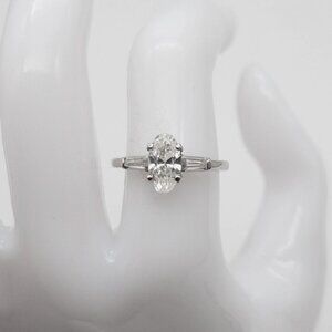 Vintage 1.40ct OVAL CUT Natural Diamond Platinum Wedding Ring
